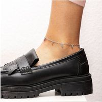 Filigrane Silberfußkette mit Kristallen