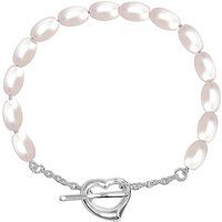 Ovales Perlenarmband mit Herz-Knebelverschluss