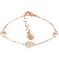 Gliederketten-Armband mit Pavé-Herzanhängern