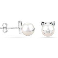 Katzen-Ohrstecker mit natürlichen Perlen