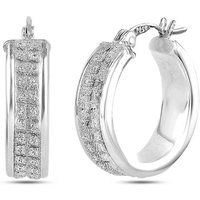 Breite Creolen mit Diamantstruktur