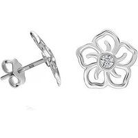 Durchbrochene Blumen-Ohrstecker mit Zirkonia