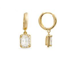 Rechteckige Zirkonia Gold Huggie Ohrringe