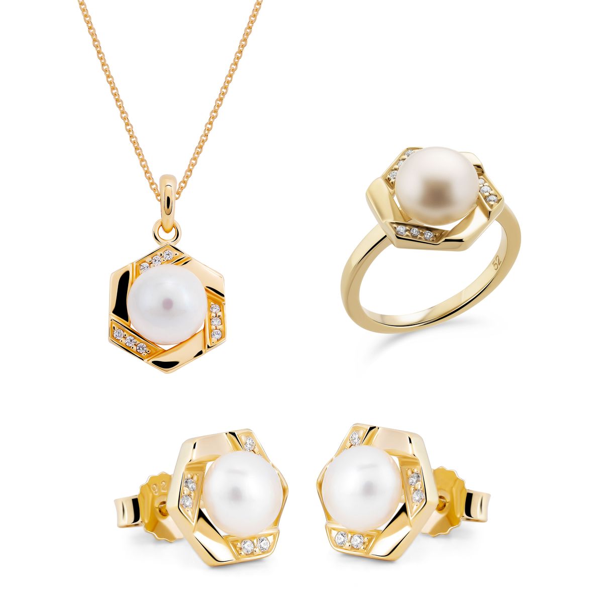 Aliva Hexagonales Perlen-Schmuckset