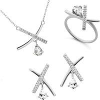'Charlotte' Kristall-Silber-Schmuck-Set