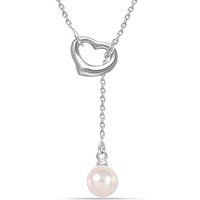 Herz-Lariat-Halskette mit Perle