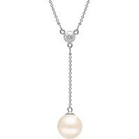 Elegante Lariat-Halskette mit Perle und Zirkonia