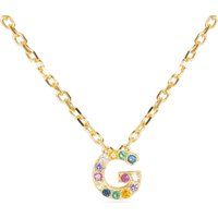 Halskette mit G-Initial und Regenbogen-Zirkonia