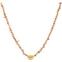 Amethyst-Perlenkette mit vergoldetem Anhänger