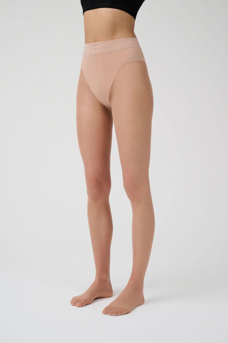 Transparente beige Strumpfhose mit Formeffekt