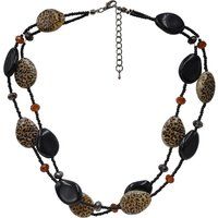Zweireihiges Statement-Collier mit Leopardenmuster
