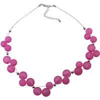 Geflochtenes Drahtcollier mit pinken Perlen