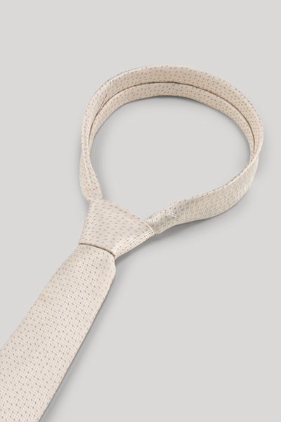 JOOP! Gemusterte Krawatte in Ecru Beige mit Mini-Punkt-Design