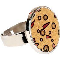 Runder Edelstahlring mit abstraktem Inlay