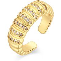 Gerippter Ring mit Zirkonia-Besatz
