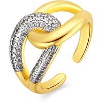 Überkreuzter Ring mit Zirkonia-Besatz