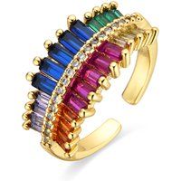 Vergoldeter Statement-Ring mit Regenbogen-Steinen