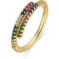 Mehrfarbiger Zirkonia-Ring mit Gold-Finish