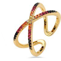 X-förmiger Ring mit bunten Zirkonia