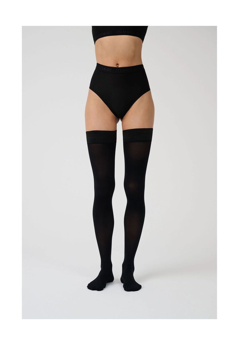 Elegante schwarze halterlose Strümpfe