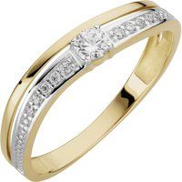 Eleganter Bicolor Zirkonia Goldring
