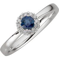 Saphir- und Diamant-Halo-Ring