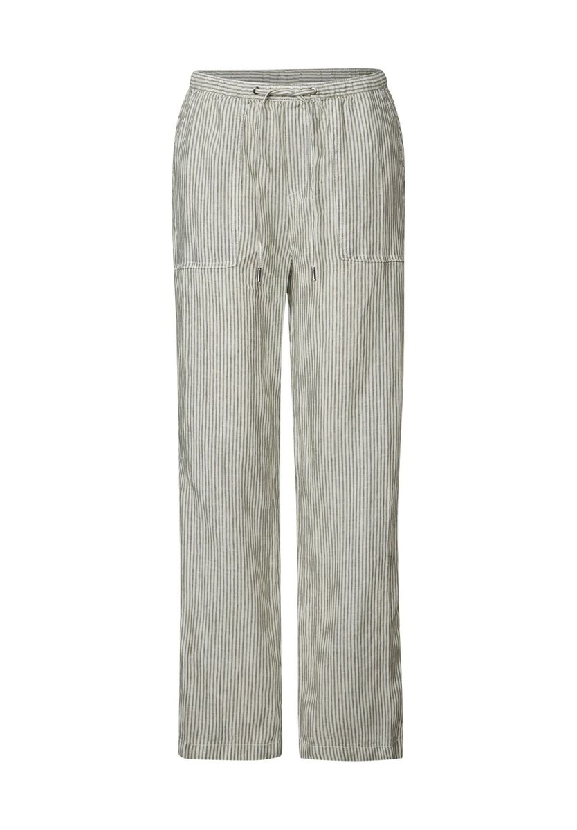 Gestreifte Leinenhose mit Tunnelzug