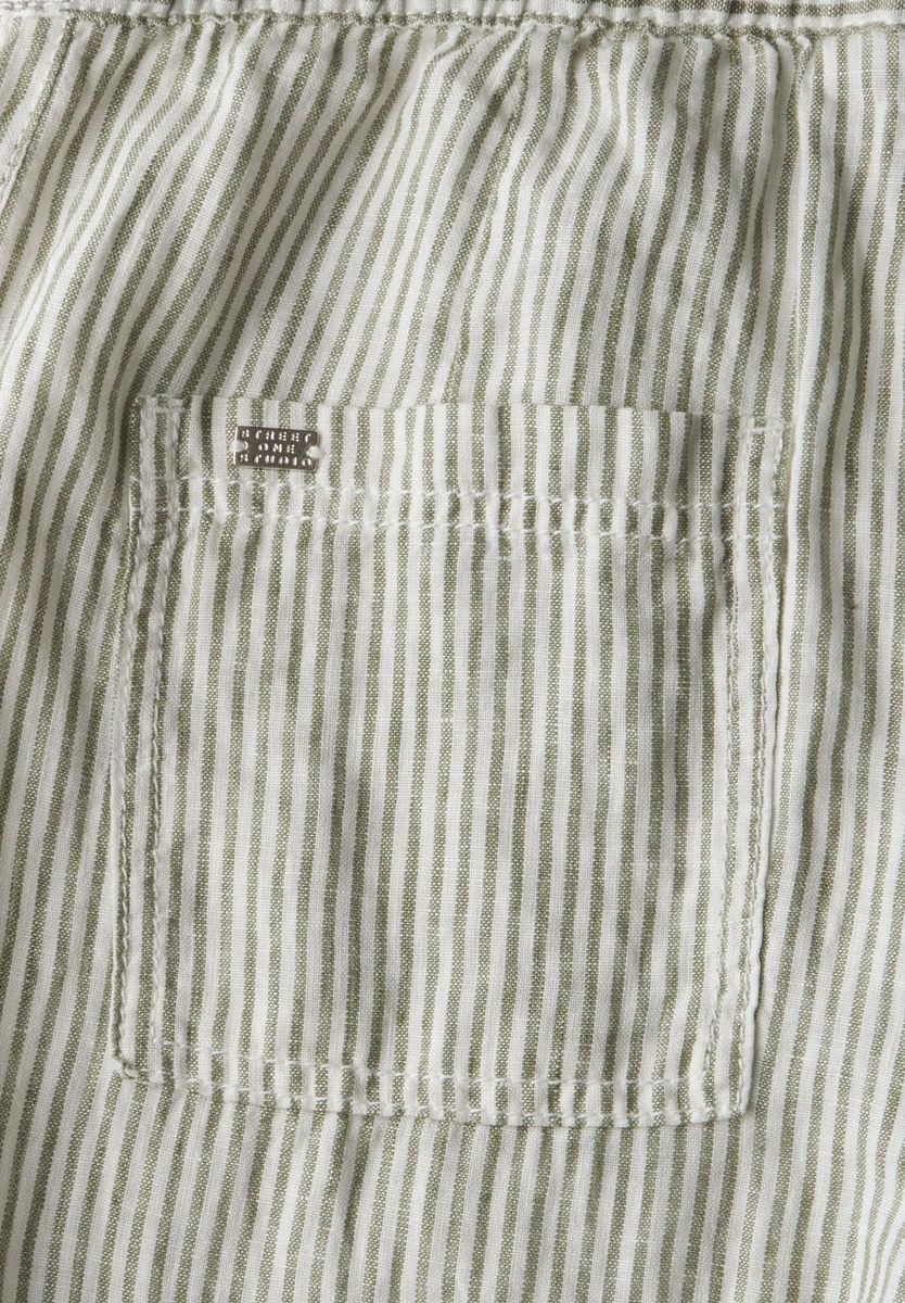 Gestreifte Leinenhose mit Tunnelzug