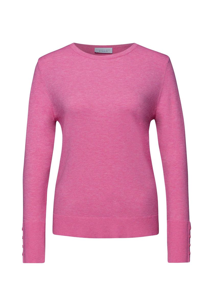 Klassischer Rundhals-Strick mit Ärmelknöpfen