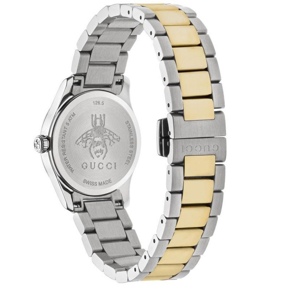 Zweifarbige Armbanduhr mit Katzenmotiv