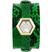 Sechseckige Wickelarmbanduhr mit Schlangenmuster