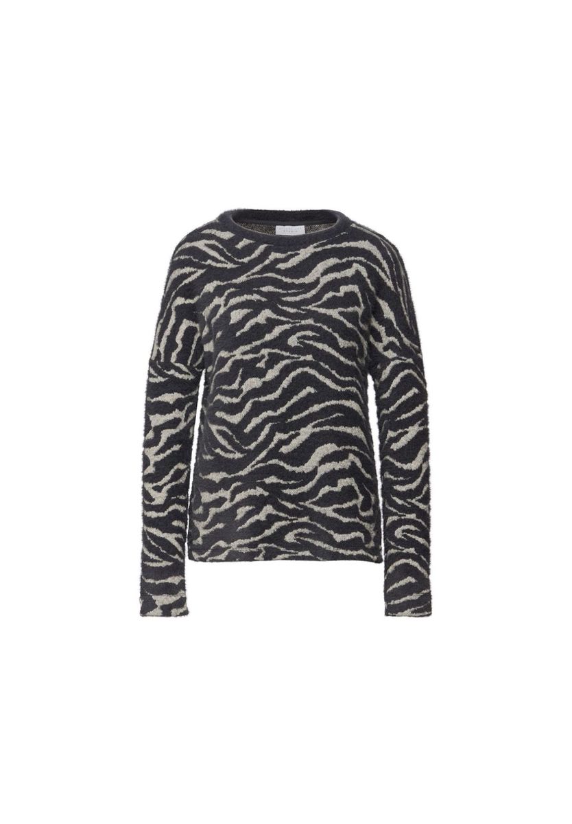 Pullover mit Zebra-Muster und Rundhalsausschnitt