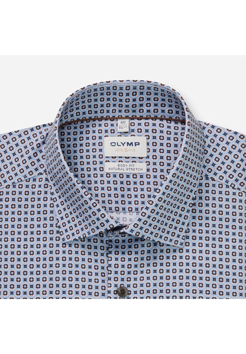 Gemustertes Body Fit Langarmhemd