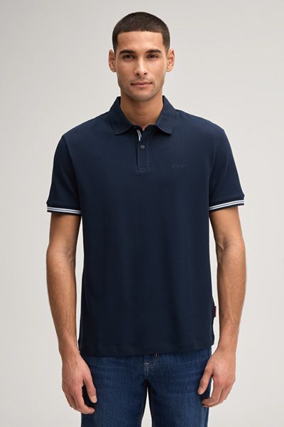 Joop! Jeans Amare Marineblaues, strukturiertes Baumwoll-Piqué-Poloshirt
