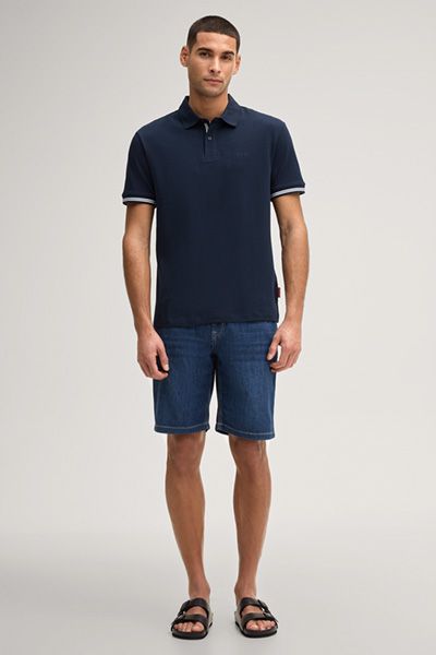 Joop! Jeans Amare Marineblaues, strukturiertes Baumwoll-Piqué-Poloshirt