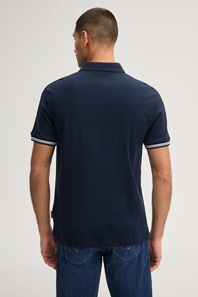 Joop! Jeans Amare Marineblaues, strukturiertes Baumwoll-Piqué-Poloshirt