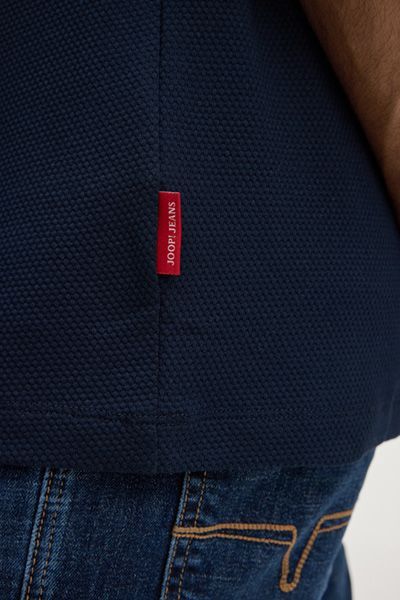 Joop! Jeans Amare Marineblaues, strukturiertes Baumwoll-Piqué-Poloshirt