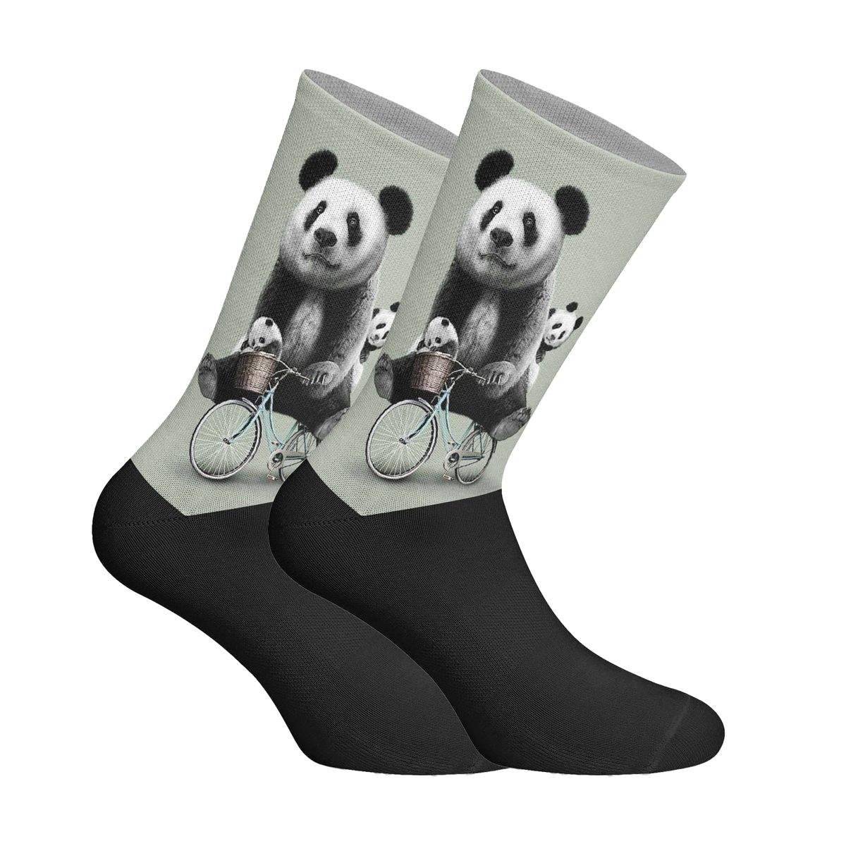 Socken mit Panda-Fahrrad-Motiv