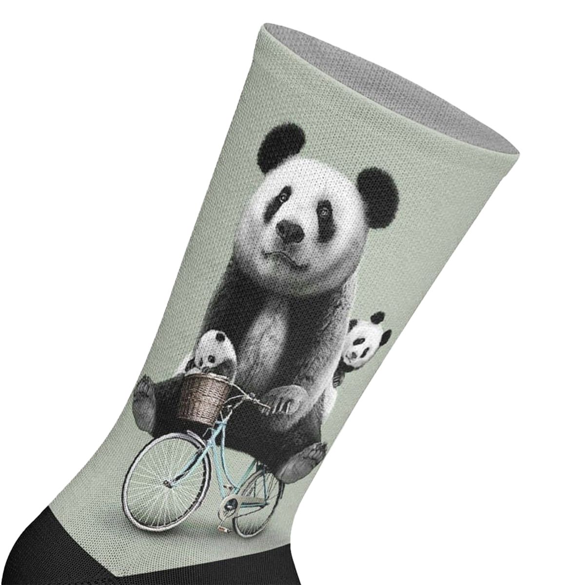 Socken mit Panda-Fahrrad-Motiv