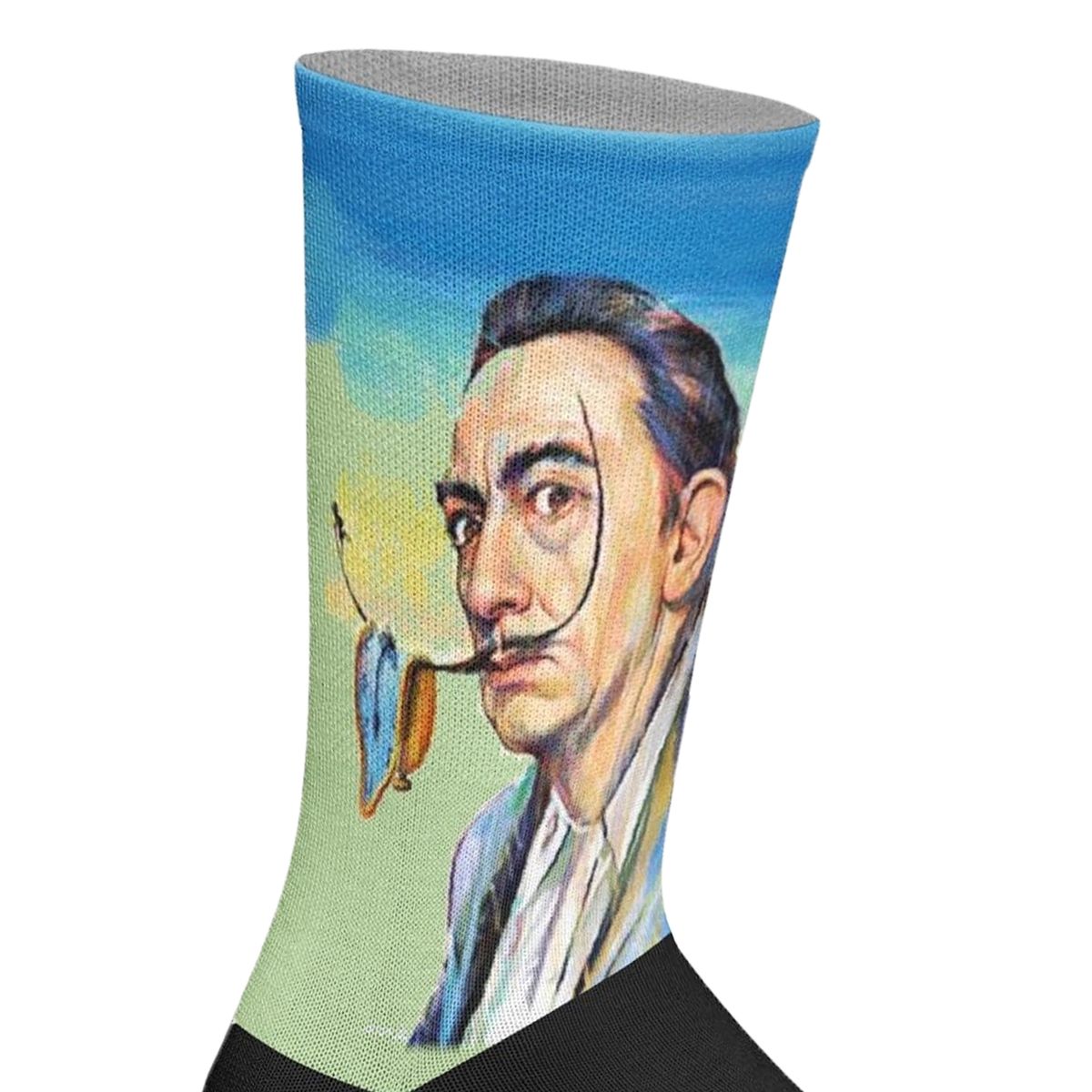 Crew-Socken mit surrealistischem Porträt-Druck