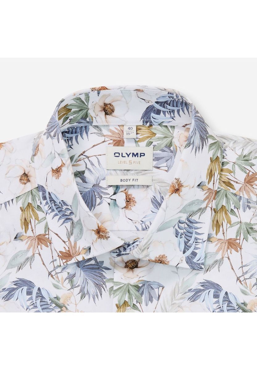 Baumwoll-Popelinehemd mit Blumendruck