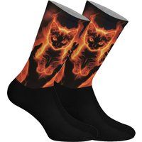 Flammen-Kätzchen Grafik Crew Socken
