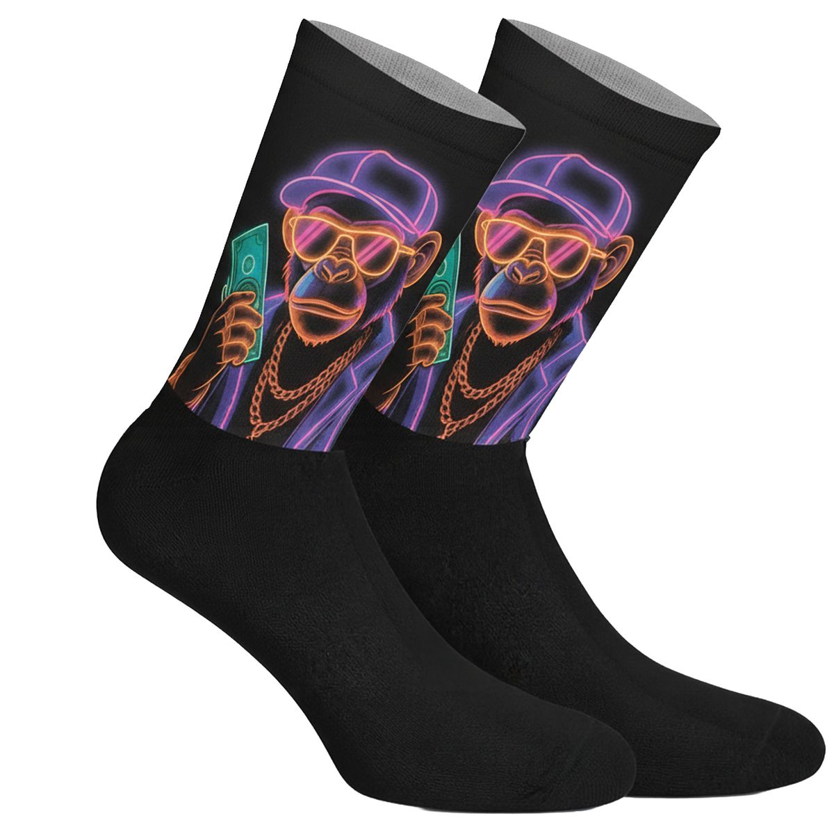 Crew-Socken mit Neon-Affen-Print