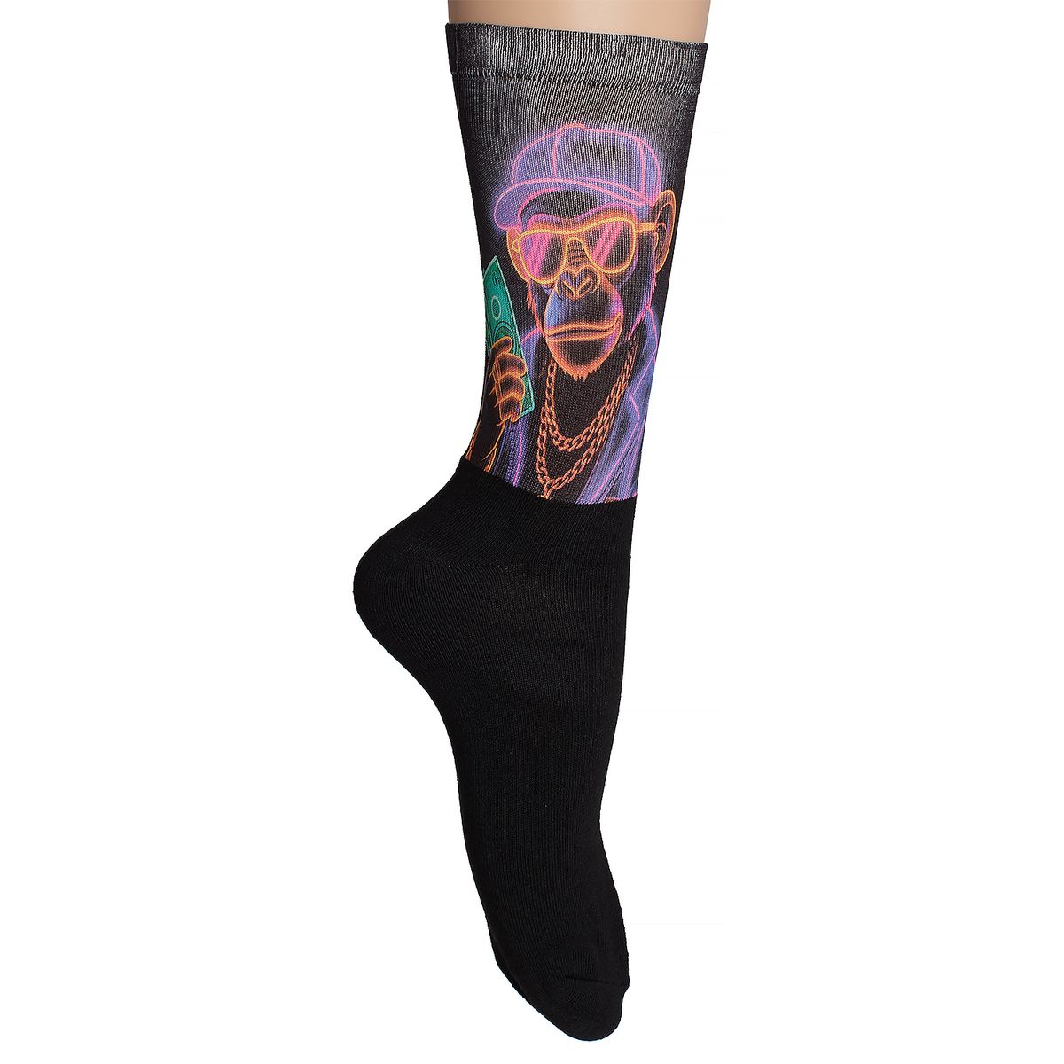Crew-Socken mit Neon-Affen-Print