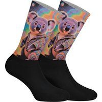 Bunte Socken mit psychedelischem Koala-Motiv