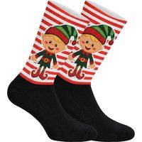 Gestreifte Crew-Socken mit Elfen-Motiv