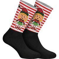Gestreifte Crew-Socken mit Weihnachts-Elf