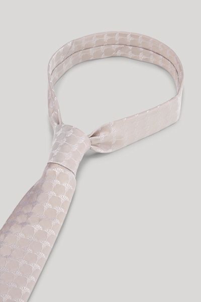 JOOP! Cornflower-Seidenkrawatte in Beige mit Signature-Design