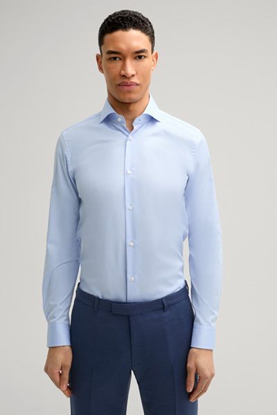 Pares Hemd in Hellblau, italienische Stretch-Baumwolle, schmale Passform