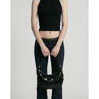 Paillettenbesetzte sichelförmige Schultertasche